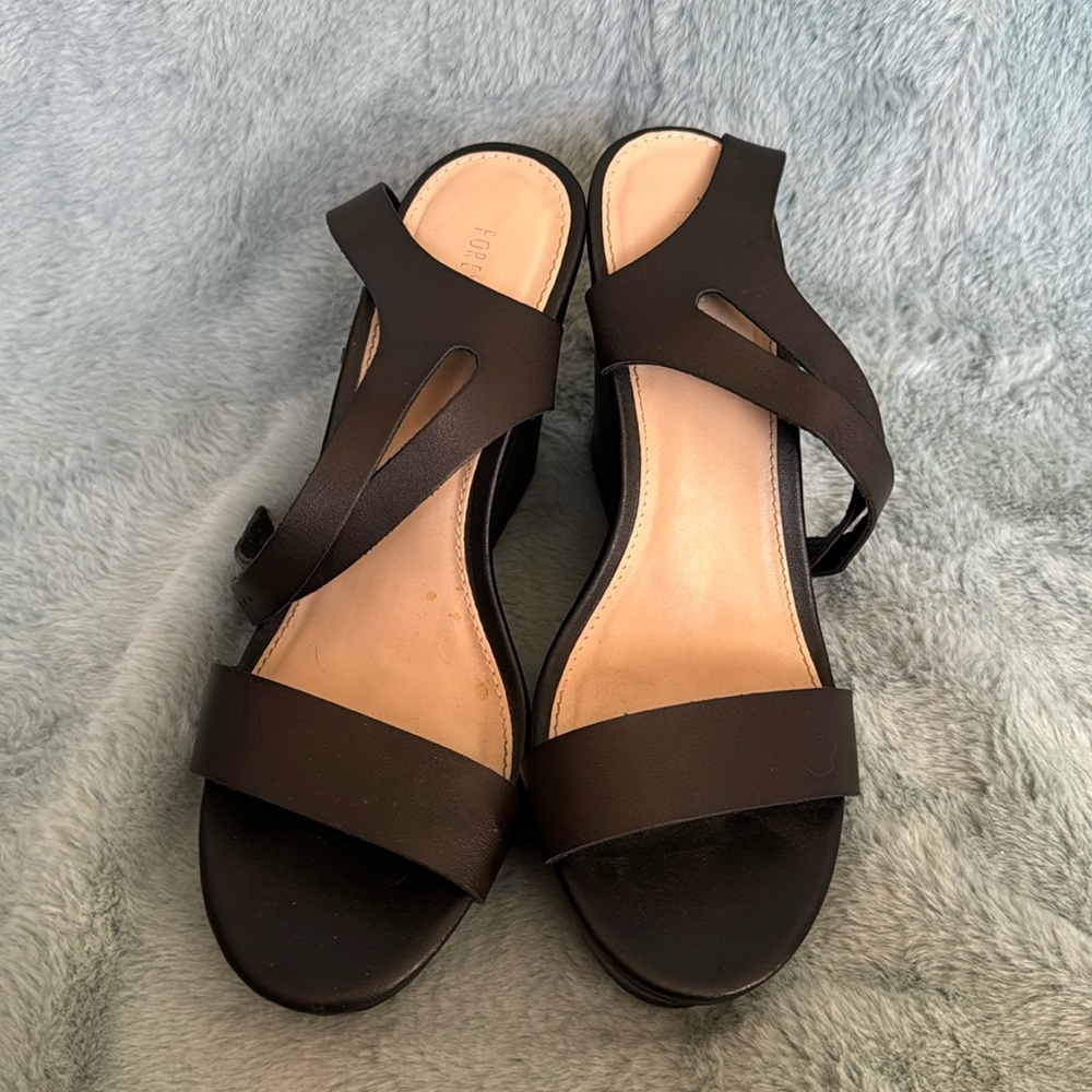 F21 Black Wedges